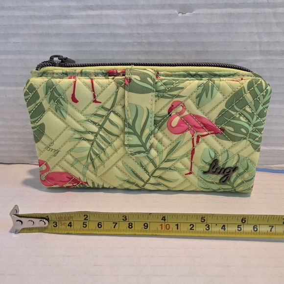 Lug Flamingo Lime Tram 2 RFID Wallet Tropical Flamingos QVC - Picture 4 of 6